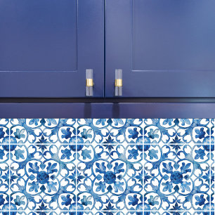 Fleur-de-lis Blue Waterverf Tegeltje