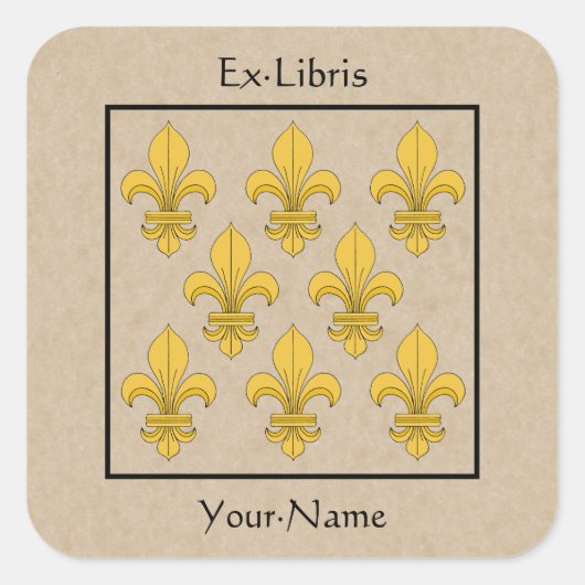 Fleur-de-lis Boekplaat Vierkante Sticker (Voorkant)