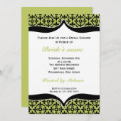 Fleur De Lis Bridal Shower Invitation-Green Kaart (Voorkant / Achterkant)
