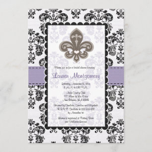 Fleur de Lis Bridal Shower Invitations Paars Gold Kaart