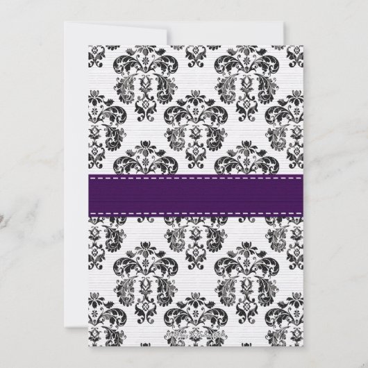 Fleur de Lis Bridal Shower Invitations Plum Black Kaart (Achterkant)