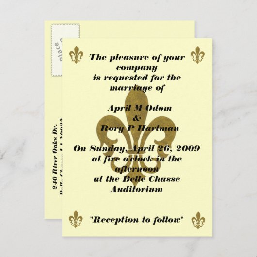 fleur de lis bruiloft briefkaart uitnodiging (Voorkant / Achterkant)