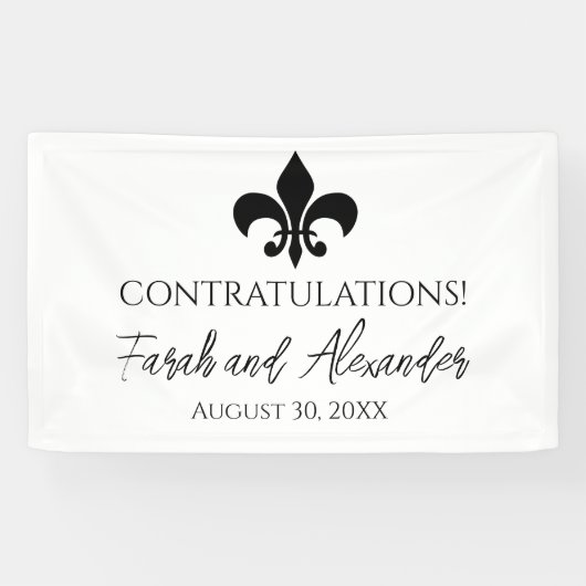Fleur de Lis Bruiloft Partij Banner Custom (Horizontaal)