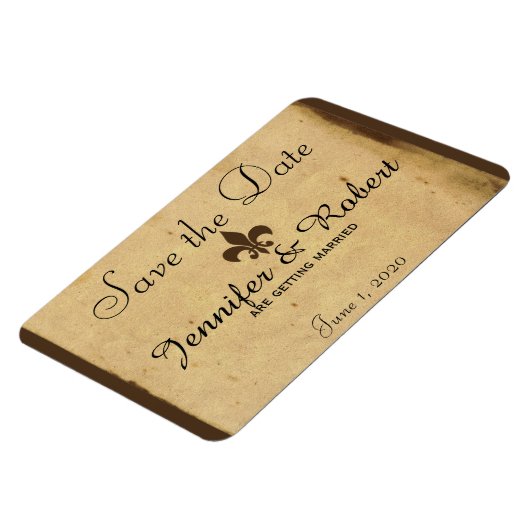  Fleur De Lis Bruiloft Save the Date Magneet (Linkerzijde)