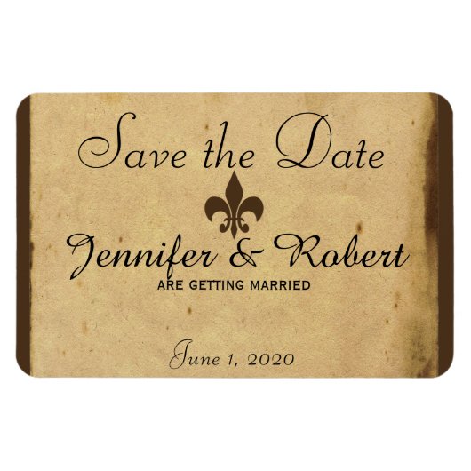  Fleur De Lis Bruiloft Save the Date Magneet (Horizontaal)