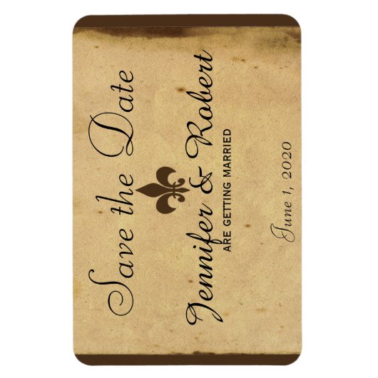  Fleur De Lis Bruiloft Save the Date Magneet (Verticaal)