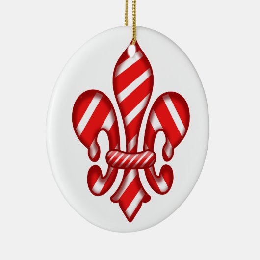 Fleur de lis Candy Cane Keramisch Ornament (Rechts)