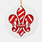 Fleur de lis Candy Cane Keramisch Ornament (Voorkant)