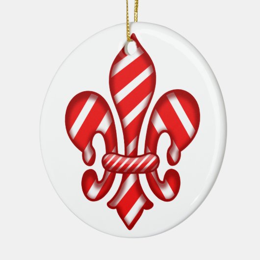 Fleur de lis Candy Cane Keramisch Ornament (Links)