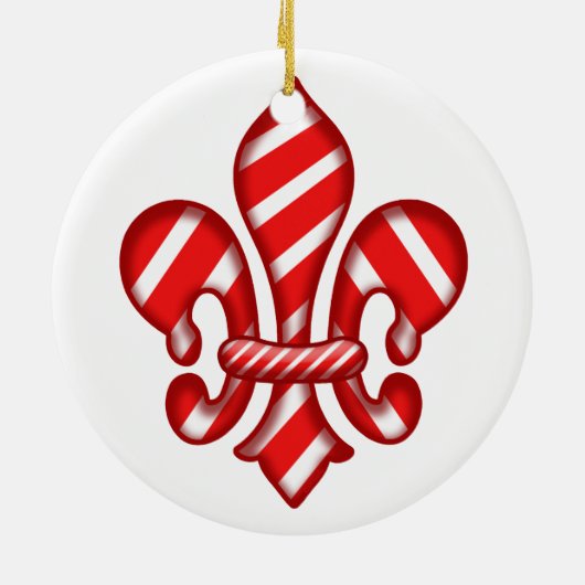 Fleur de lis Candy Cane Keramisch Ornament (Achterkant)
