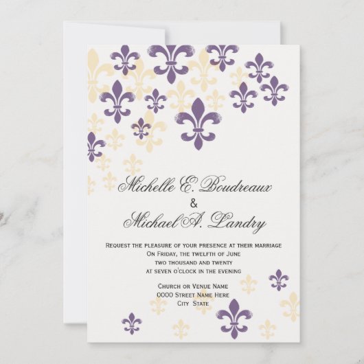 Fleur de Lis Cascade Informal Wedding 1 Kaart (Voorkant)