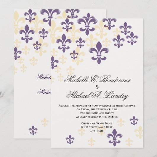 Fleur de Lis Cascade Informal Wedding 1 Kaart (Voorkant / Achterkant)