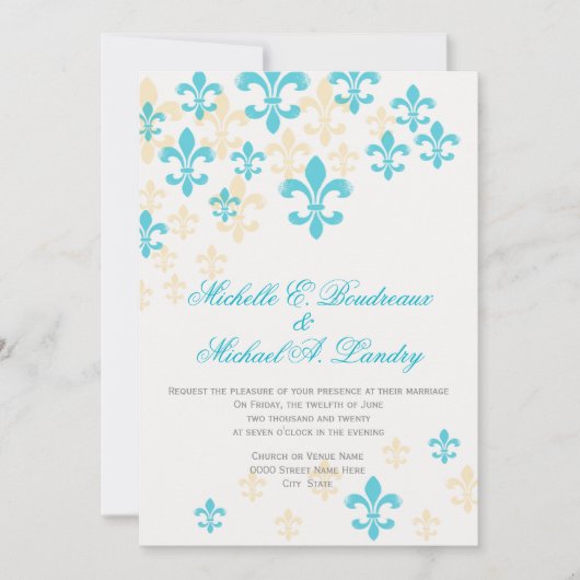 Fleur de Lis Cascade Informal Wedding 2 Kaart (Voorkant)