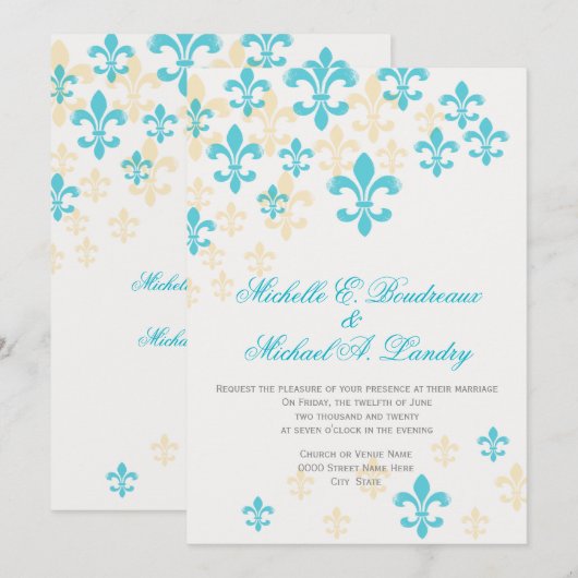 Fleur de Lis Cascade Informal Wedding 2 Kaart (Voorkant / Achterkant)