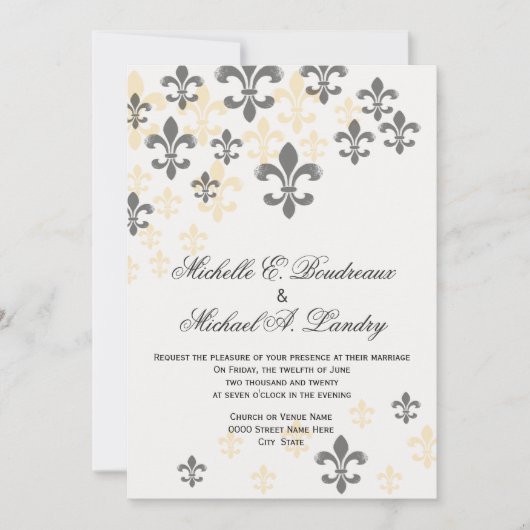 Fleur de Lis Cascade Informal Wedding Kaart (Voorkant)