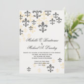 Fleur de Lis Cascade Informal Wedding Kaart (Staand voorkant)