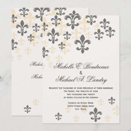 Fleur de Lis Cascade Informal Wedding Kaart (Voorkant / Achterkant)