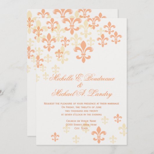 Fleur de Lis Cascade informele bruiloft 3 Kaart (Voorkant / Achterkant)