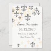 Fleur de Lis Cascade Magnetic Save the Date Black Magnetische Uitnodiging (Voorkant)