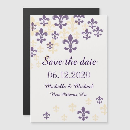 Fleur de Lis Cascade Magnetic Save the Date Magnetische Uitnodiging (Voorkant / Achterkant)