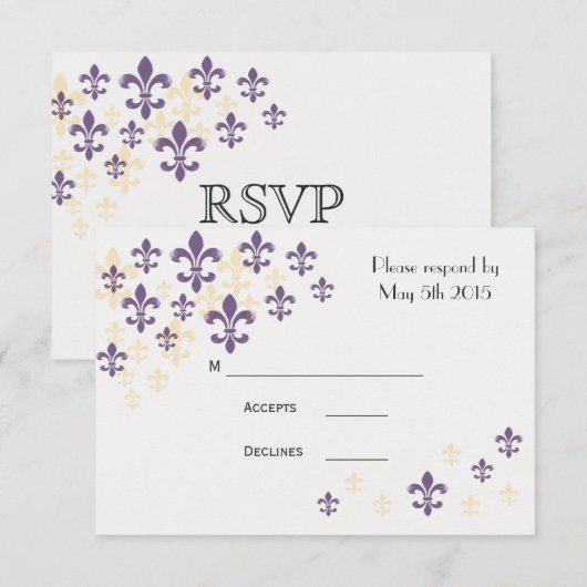 Fleur de Lis Cascade RSVP-kaarten RSVP Kaartje (Voorkant / Achterkant)