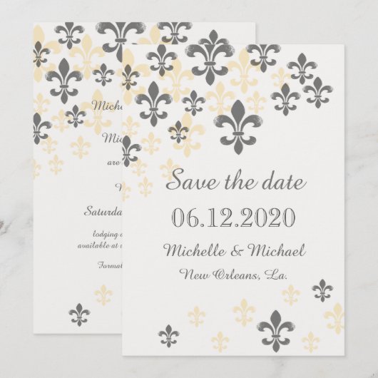 Fleur de Lis Cascade Save the Date (Voorkant / Achterkant)
