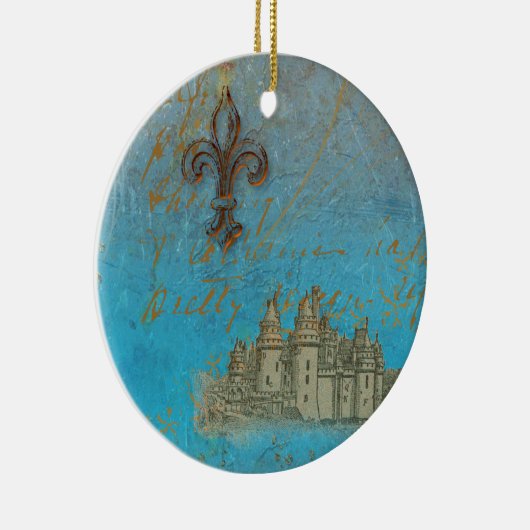 Fleur de lis Castle Kerstannament Keramisch Ornament (Rechts)