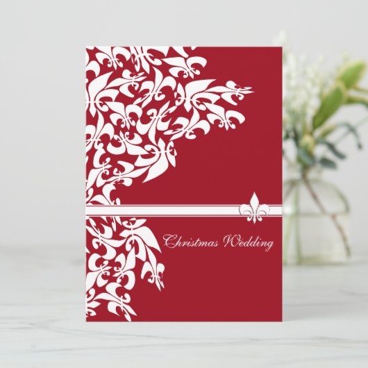 Fleur de Lis Casual kersthuwelijk Kaart (Staand voorkant)
