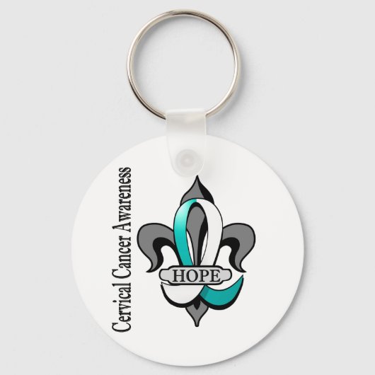 Fleur De Lis Cervical Cancer Hope Sleutelhanger (Voorkant)