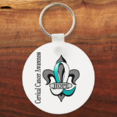 Fleur De Lis Cervical Cancer Hope Sleutelhanger (Voorkant)