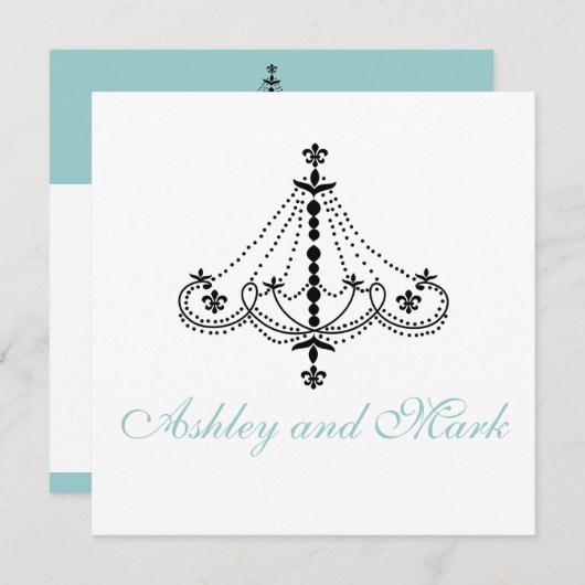 Fleur de Lis Chandelier Wedding Invitations Kaart (Voorkant / Achterkant)