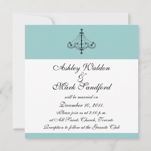Fleur de Lis Chandelier Wedding Invitations Kaart (Achterkant)