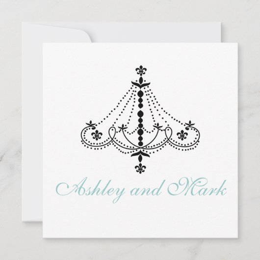 Fleur de Lis Chandelier Wedding Invitations Kaart (Voorkant)