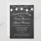 Fleur de Lis Charcoal Lights | Engagement Party Kaart (Voorkant)