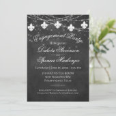Fleur de Lis Charcoal Lights | Engagement Party Kaart (Staand voorkant)