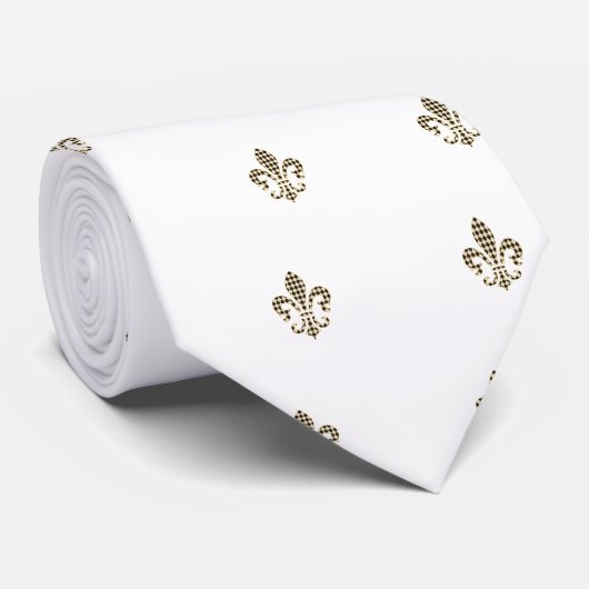 Fleur de Lis Checkered Pattern Stropdas (Opgerold)