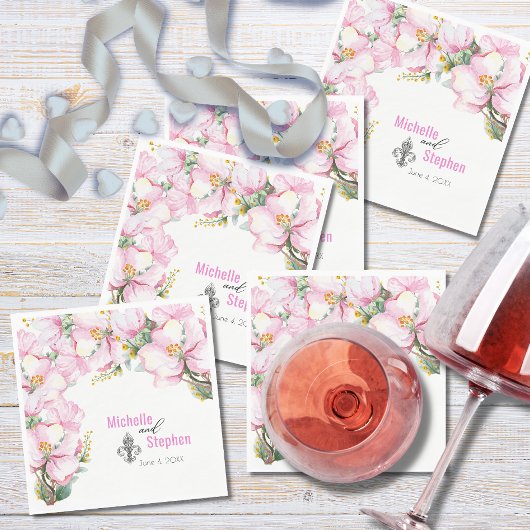 Fleur de lis/Cherry Blossom Paper Napkins Servet