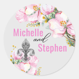 Fleur de lis / Cherry Blossom Wedding Sticker