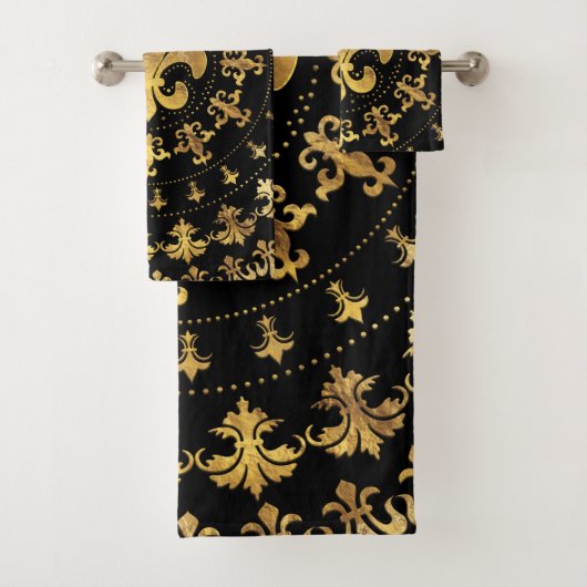 Fleur-de-lis - cirkelvormige versiering - Goud en Bad Handdoek (Insitu)