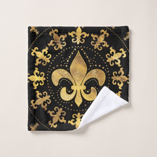 Fleur-de-lis - cirkelvormige versiering - Goud en Bad Handdoek (Wasdoekje)