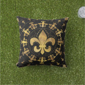 Fleur-de-lis - cirkelvormige versiering - Goud en  Buitenkussen (Gras)