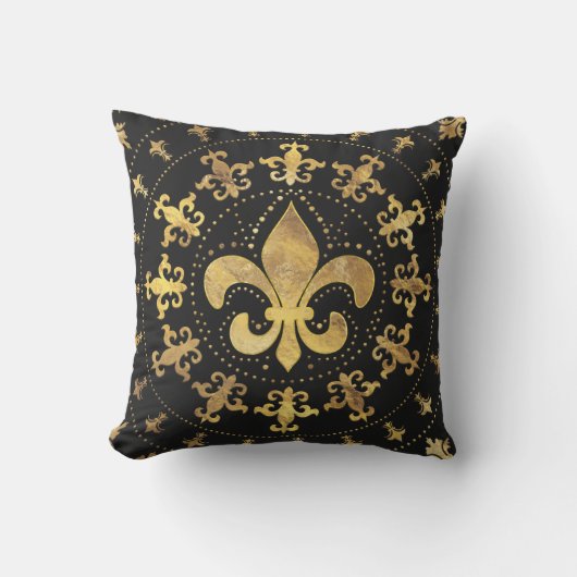 Fleur-de-lis - cirkelvormige versiering - Goud en  Buitenkussen (Voorkant)