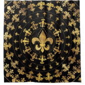 Fleur-de-lis - cirkelvormige versiering - Goud en  Douchegordijn (Voorkant)