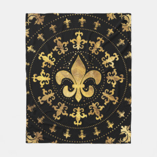 Fleur-de-lis - cirkelvormige versiering - Goud en  Fleece Deken