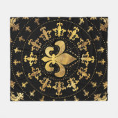 Fleur-de-lis - cirkelvormige versiering - Goud en  Fleece Deken (Voorkant (Horizontaal))