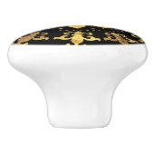 Fleur-de-lis - cirkelvormige versiering - Goud en  Keramische Knop (Zijkant)