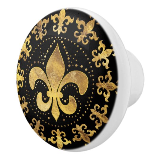 Fleur-de-lis - cirkelvormige versiering - Goud en Keramische Knop (Rechts)