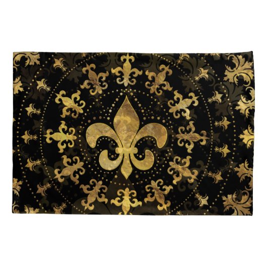 Fleur-de-lis - cirkelvormige versiering - Goud en Kussensloop (Achterkant)