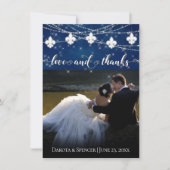 Fleur de Lis Classic Blauwe Lichten | Foto en Lief Bedankkaart (Voorkant)