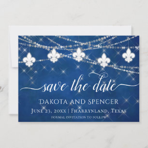Fleur de Lis Classic Blue Lights   Joodhuwelijk Save The Date